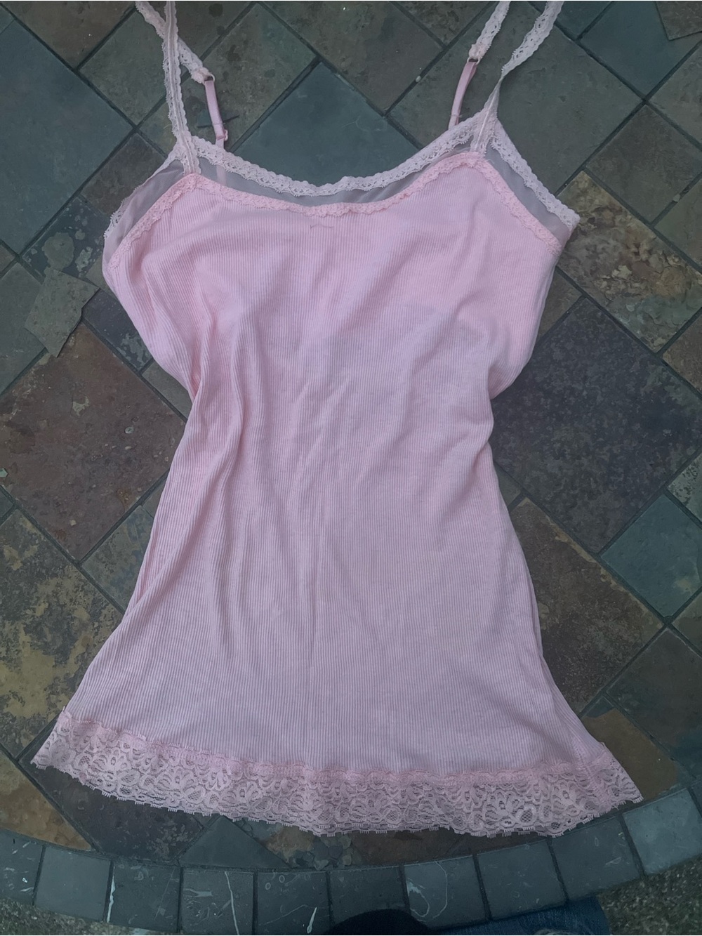 Women's Light Pink Lace-Trim Camisole Tank